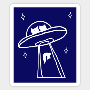 cat alien abduction line art Magnet